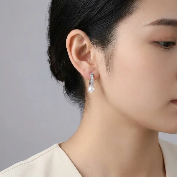 Pearl_&_Diamond_Accent_Hoop_Earring