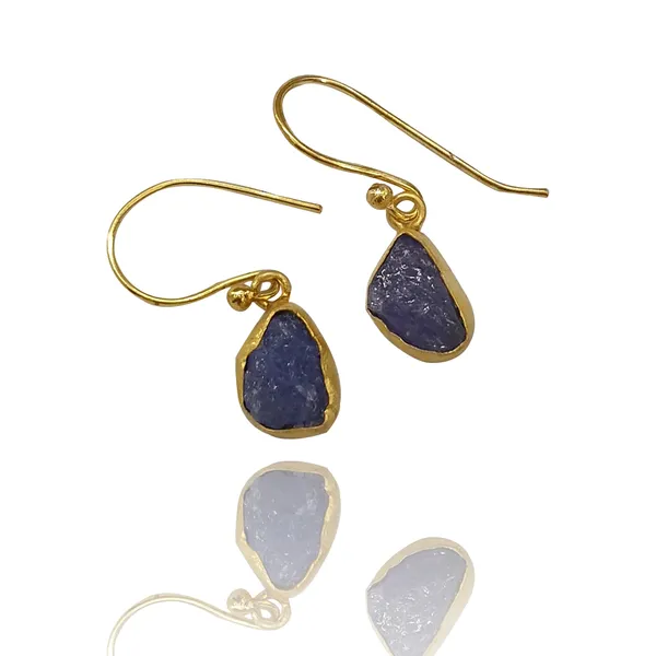 Uncut_Natural_Tanzanite_Gold_Plated_Earring
