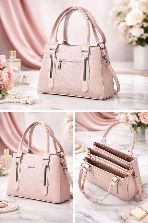 Pink_Stylish_Pu_Leather_Handbag_For_Women_And_Girls