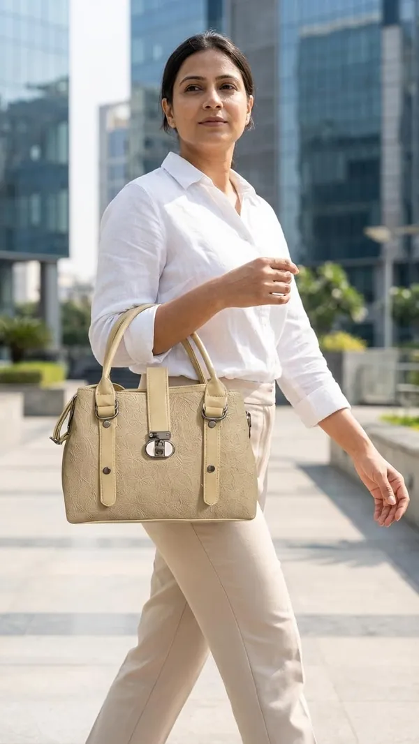 Cream_Stylish_Pu_Leather_Handbag_For_Women_And_Girls