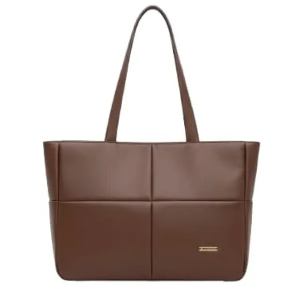 Brown_Pu_Leather_Tote_Bag_With_Zipper_For_Women_And_Girls