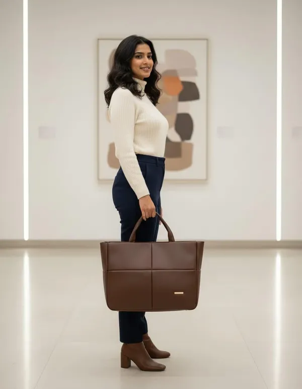 Brown_Pu_Leather_Tote_Bag_With_Zipper_For_Women_And_Girls