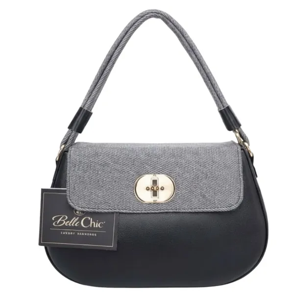 Grey_And_Black_Stylish_Pu_Leather_Handbag_For_Women_And_Girls