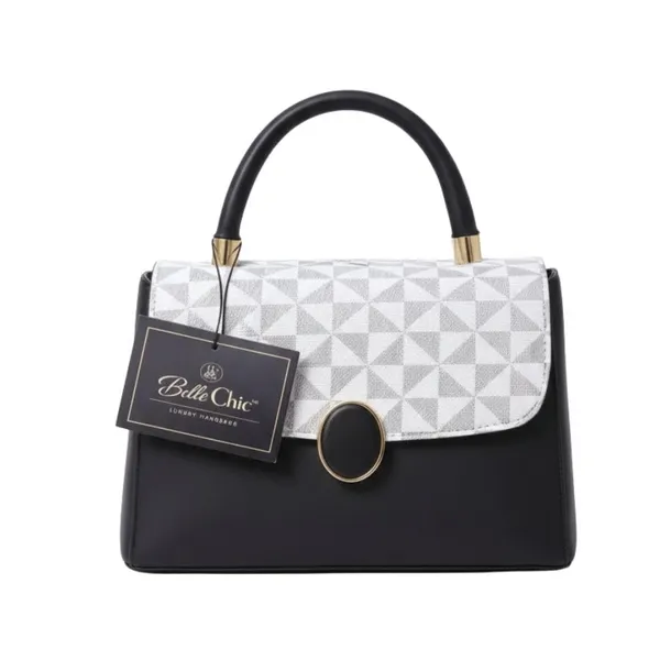 White_And_Black_Stylish_Pu_Leather_Handbag_For_Women_And_Girls
