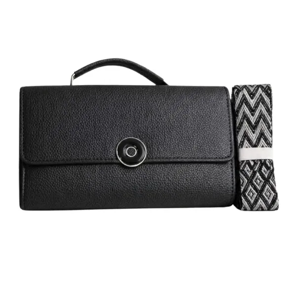 Black_Pu_Leather_Sling_Handbag_With_Flap_Closure_With_Adjustable_Strap_For_Women_And_Girls
