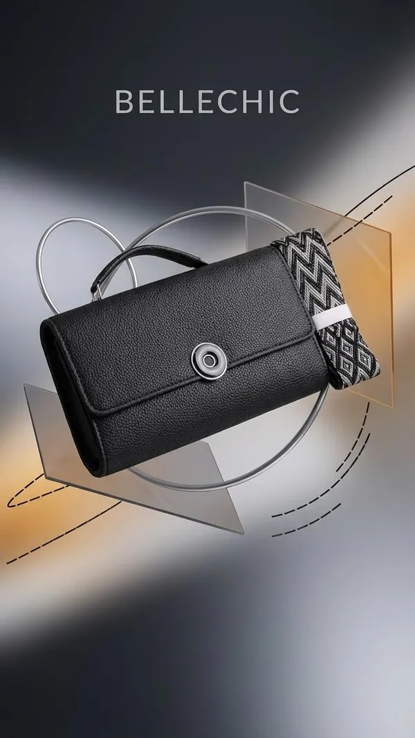 Black_Pu_Leather_Sling_Handbag_With_Flap_Closure_With_Adjustable_Strap_For_Women_And_Girls