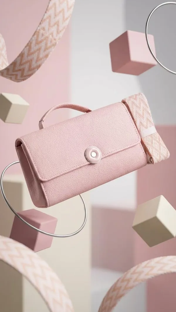 Baby_Pink_Pu_Leather_Sling_Handbag_With_Flap_Closure_With_Adjustable_Strap_For_Women_And_Girls