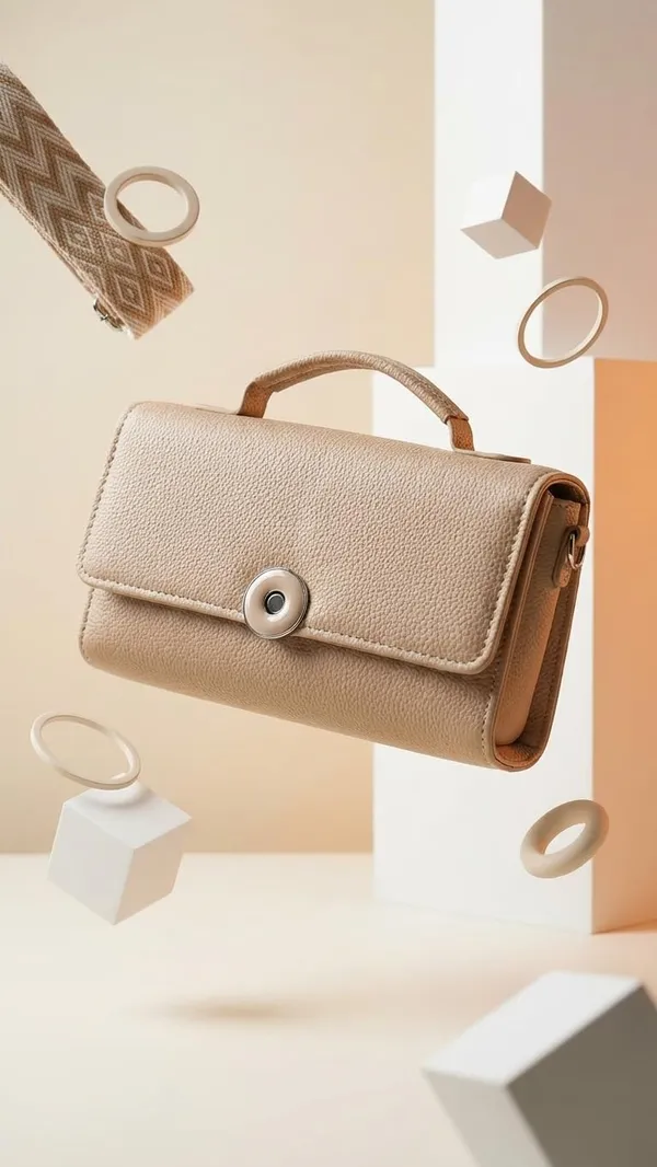 Cream_Pu_Leather_Sling_Handbag_With_Flap_Closure_With_Adjustable_Strap_For_Women_And_Girls