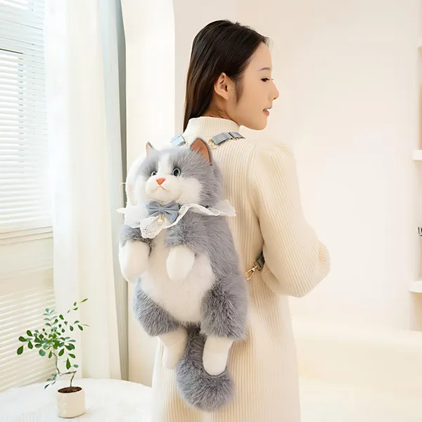 Bellechic™_Premium_Grey_Plush_Cat_Backpack_for_Women_&_Girls_|_Cute_Kawaii_Stuffed_Animal_Backpack_|_Soft_Plush_School_&_Travel_Bag
