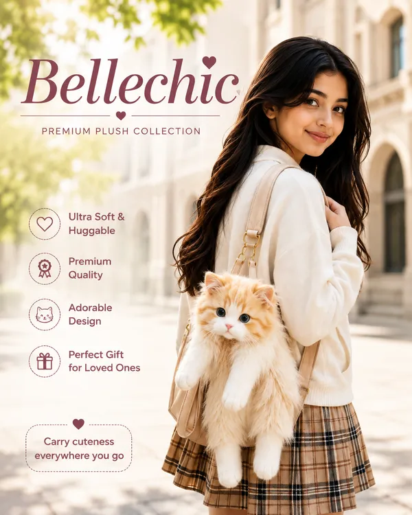 Bellechic™_Premium_Plush_Cat_Backpack_for_Women_&_Girls_|_Cute_Kawaii_Soft_Toy_Shoulder_Bag_|_Beige_Cat