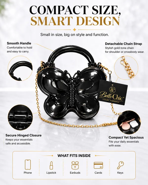 BelleChic_Black_Butterfly_Mini_Handbag_for_Women_|_Luxury_Metallic_Evening_Clutch_with_Chain_Strap