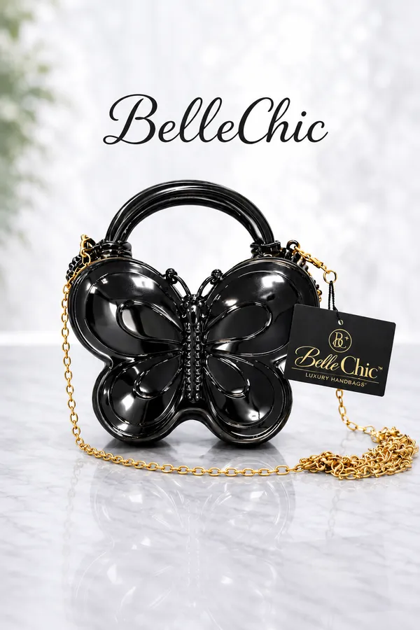 BelleChic_Black_Butterfly_Mini_Handbag_for_Women_|_Luxury_Metallic_Evening_Clutch_with_Chain_Strap