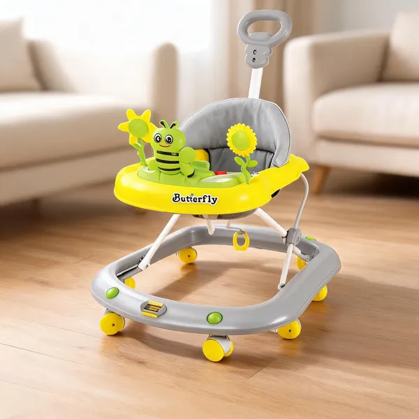 Yellow_Plastic_Metal_Height_Adjustable_Baby_Walker_With_Music_Toys