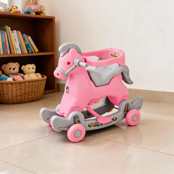 Pink_Plastic_3-In-1_Ride-On_Rocker_Horse_For_Kids