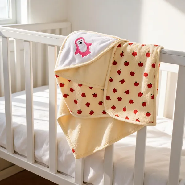 Yellow_Cotton_Terry_Double_Layer_Printed_Hooded_Towel_For_Baby