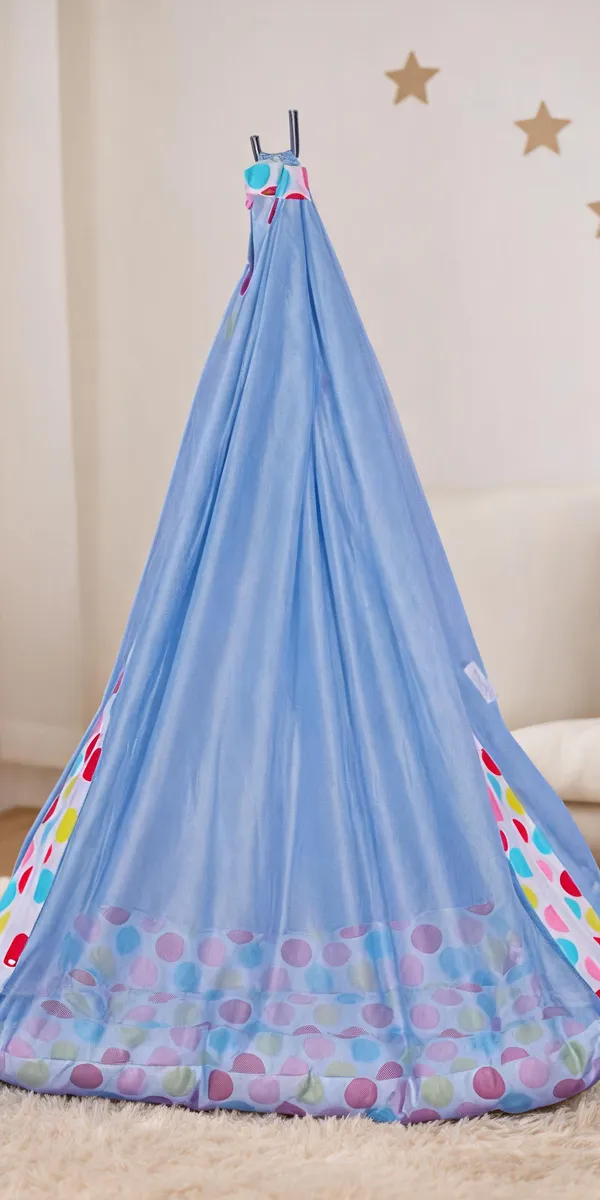 Blue_Cotton_Polyester_Mesh_Spring_Baby_Cradle_With_Net_For_Newborn_&_Infant