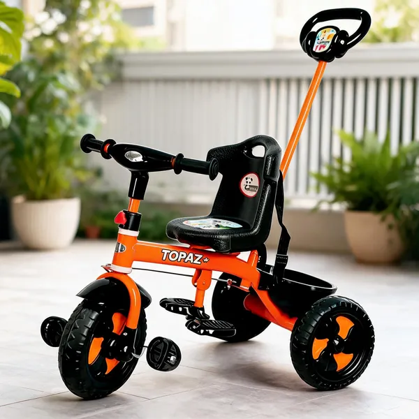 Orange_Black_Plastic_Metal_Tricycle_With_Parent_Handle_Storage_Basket_For_Kids