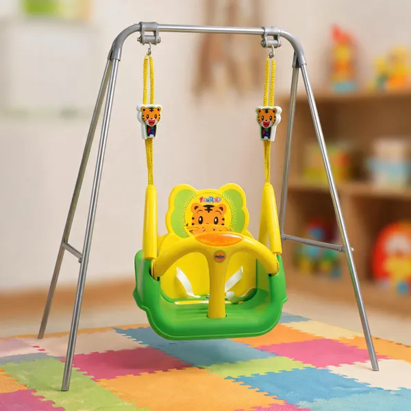 Yellow_Plastic_Metal_Tiger_Theme_Adjustable_Baby_Swing_For_Kids