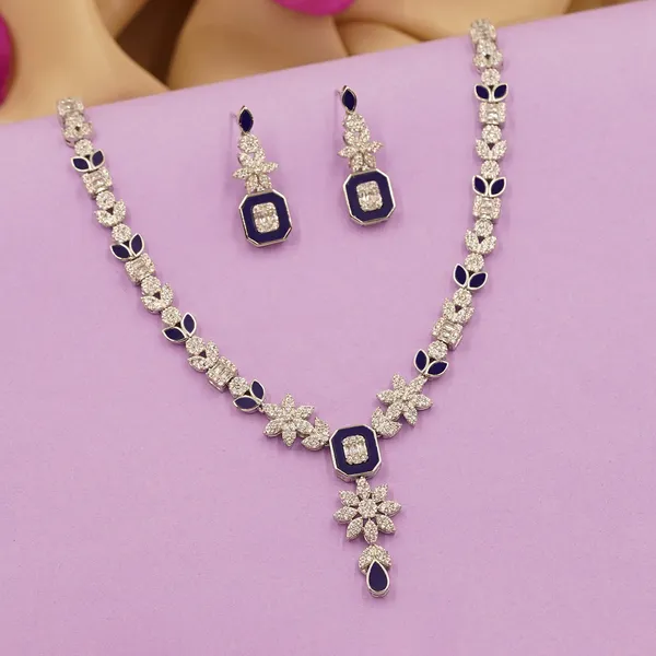 White_And_Blue_Brass_Premium_And_Elegant_Necklace__For_Women