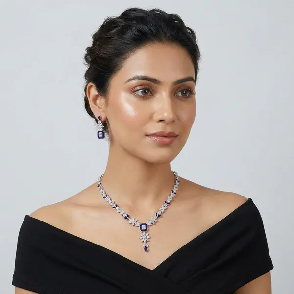 White_And_Blue_Brass_Premium_And_Elegant_Necklace__For_Women