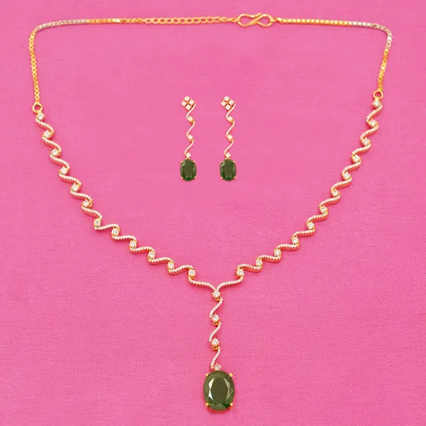 Golden_And_Green_Brass_Premium_And_Elegant_Necklace__For_Women