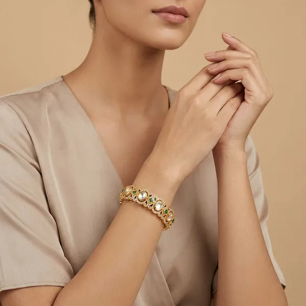 Yellow_And_Green_Brass_Premium_And_Elegant_Bangle_For_Women