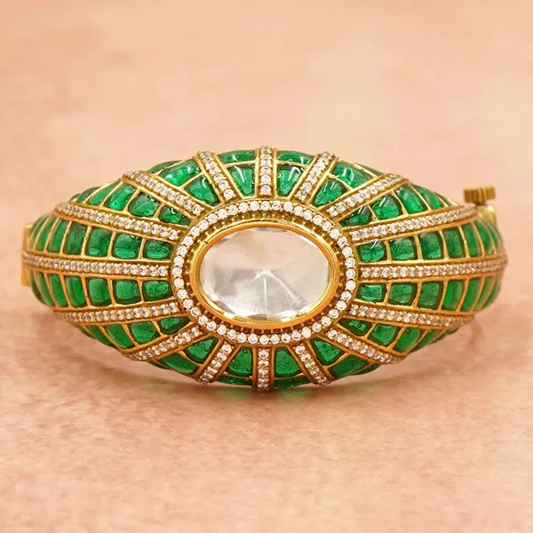 Green_And_Golden_Brass_Premium_And_Elegant_Bangle_For_Women