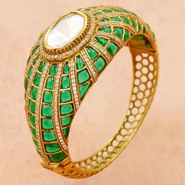 Green_And_Golden_Brass_Premium_And_Elegant_Bangle_For_Women