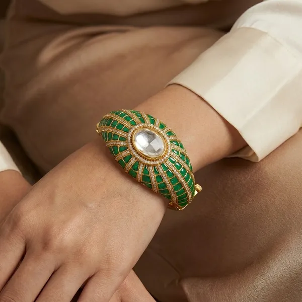 Green_And_Golden_Brass_Premium_And_Elegant_Bangle_For_Women