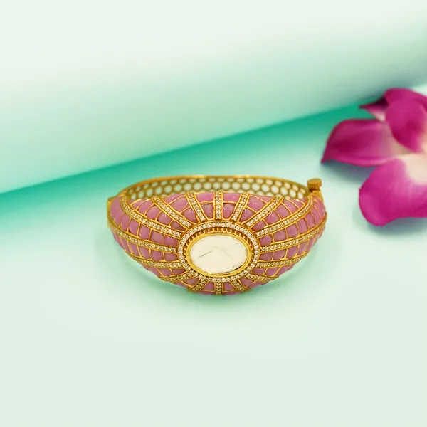 Pink_And_Golden_Brass_Premium_And_Elegant_Bangle_For_Women