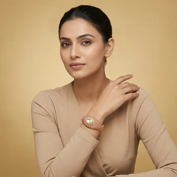 Pink_And_Golden_Brass_Premium_And_Elegant_Bangle_For_Women