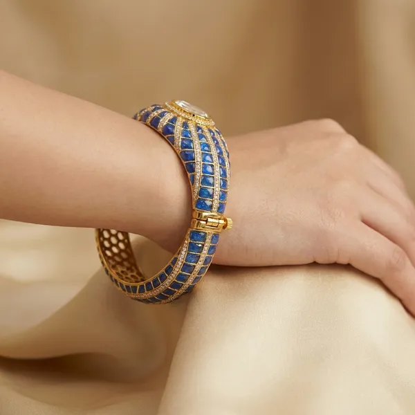 Blue_And_Golden_Brass_Premium_And_Elegant_Bangle_For_Women