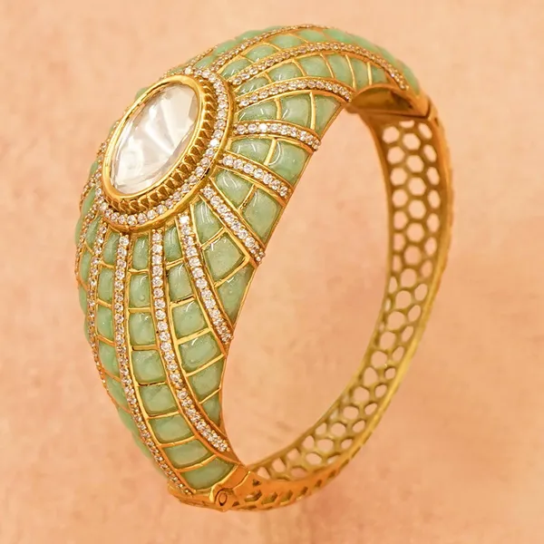 Mint_Green_And_Golden_Brass_Premium_And_Elegant_Bangle_For_Women