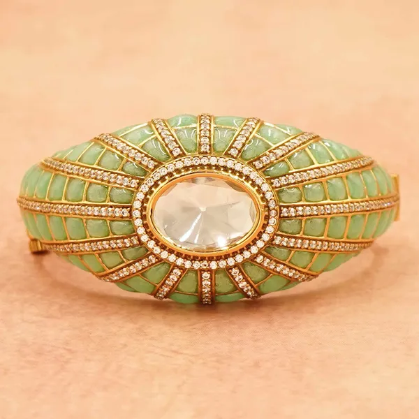 Mint_Green_And_Golden_Brass_Premium_And_Elegant_Bangle_For_Women