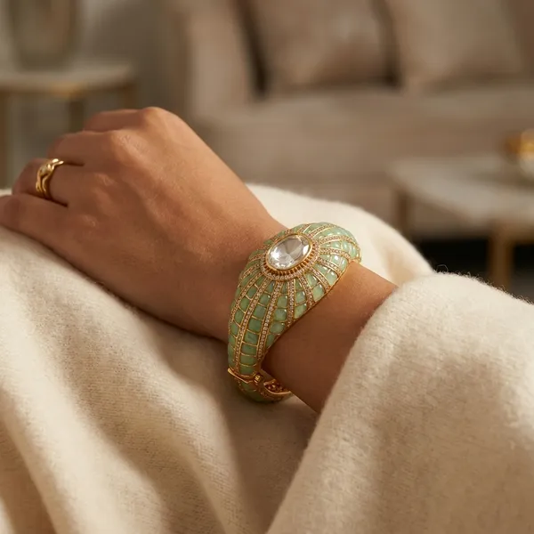 Mint_Green_And_Golden_Brass_Premium_And_Elegant_Bangle_For_Women
