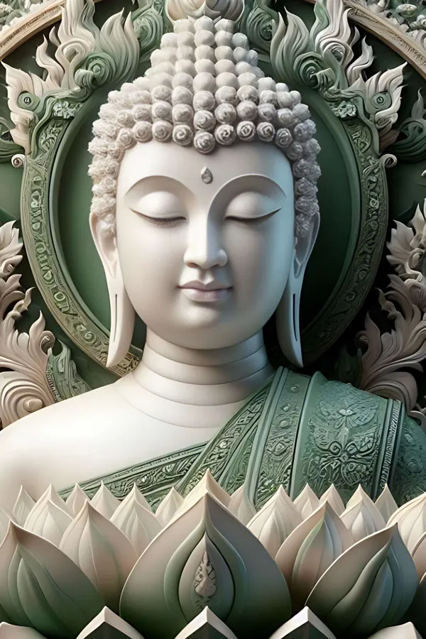 Elegantposter_Buddha_Statue_With_Lotus_Base_-_Decorative_Spiritual_Idol