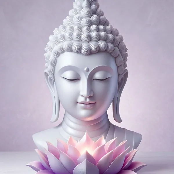 White_Buddha__With_Pink_Lotus_-_Spiritual__Poster