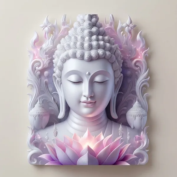 White_Buddha__With_Pink_Lotus_-_Spiritual__Poster