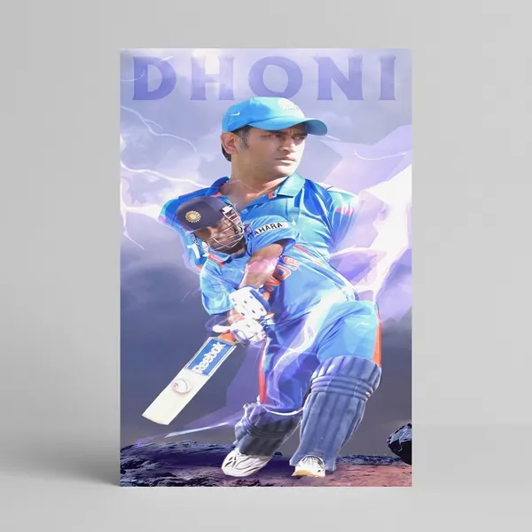 Ms_Dhoni_Cricket_Poster_-_Captain_Cool_Blue_Jersey_Wall_Art