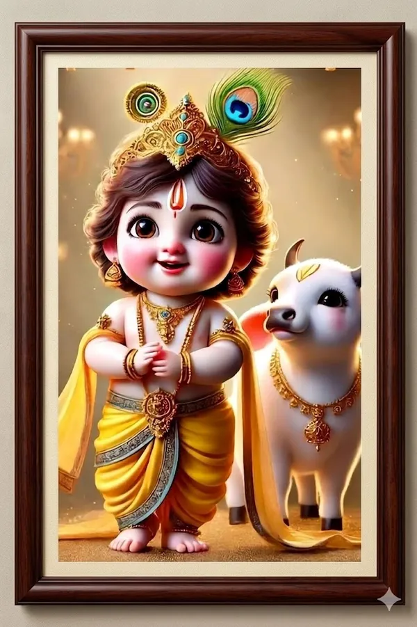 Cute_Little_Krishna_With_Cow_-_Decorative_Digital_Illustration