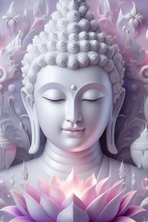 White_Buddha__With_Pink_Lotus_-_Spiritual__Poster