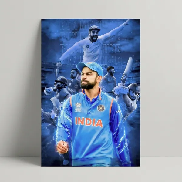 Virat_Kohli_'Run_Machine'_Cricket_Motivational_Poster_-_Blue_Thunder_Theme