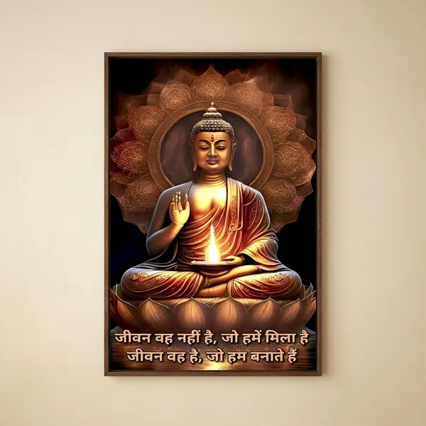 Golden_Buddha_Meditation_Spiritual_Wall_Art_With_Lotus_Mandala_And_Hindi_Quote