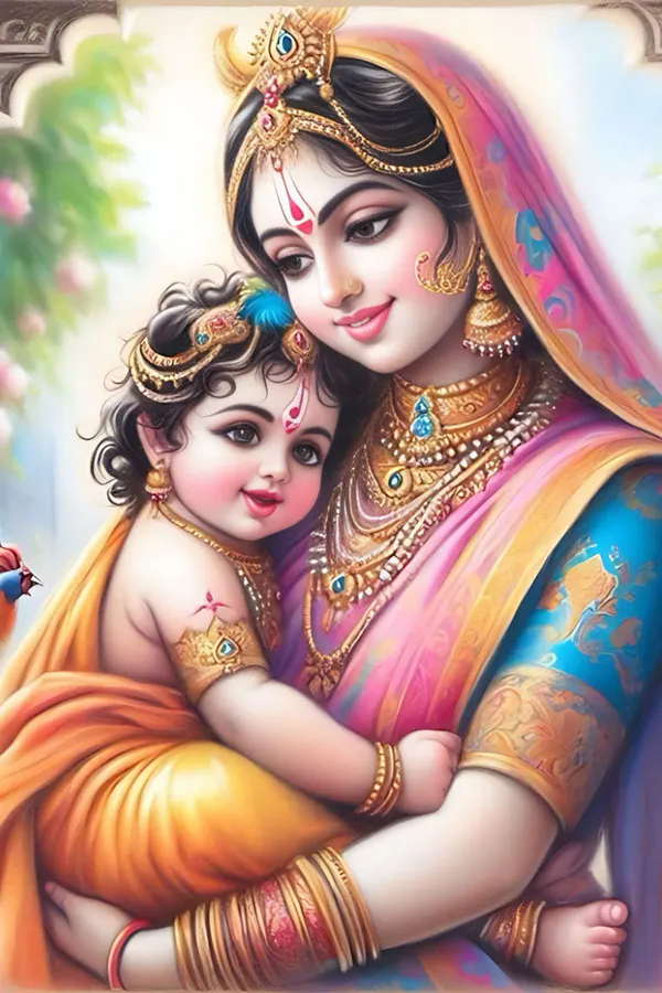 Yashoda_&_Krishna_Divine_Spiritual_Wall_Art_Print
