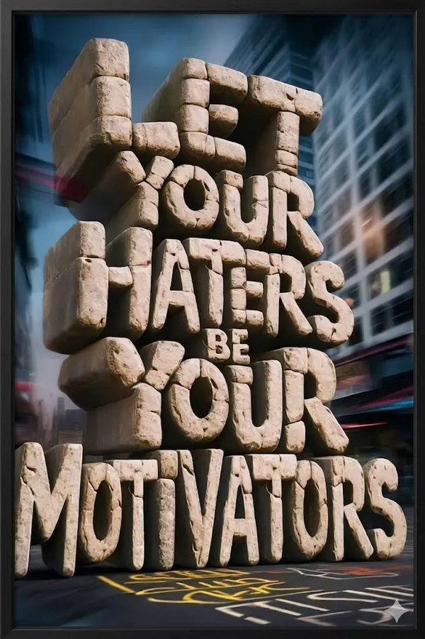 Let_Your_Haters_Be_Your_Motivators_-_Motivational_Stone_Typography_Art