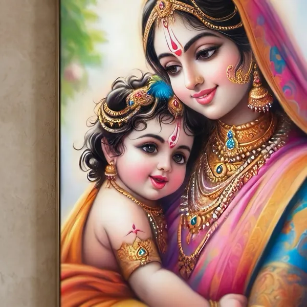 Yashoda_&_Krishna_Divine_Spiritual_Wall_Art_Print