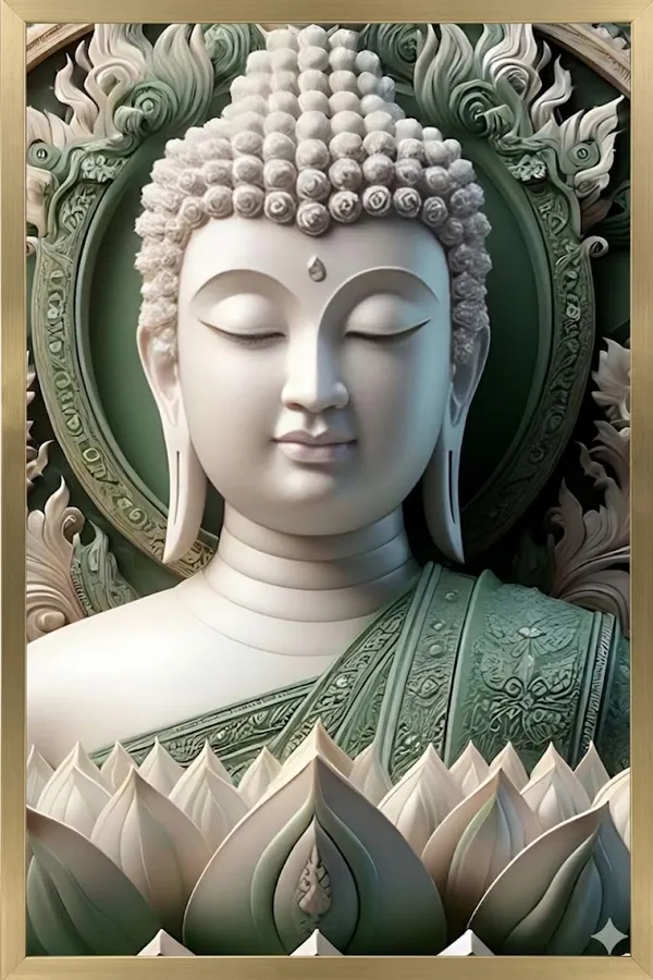 Elegantposter_Buddha_Statue_With_Lotus_Base_-_Decorative_Spiritual_Idol