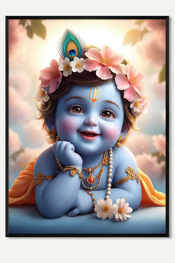 Decorative_Blue_Krishna_Baby_Idol_With_Floral_Crown