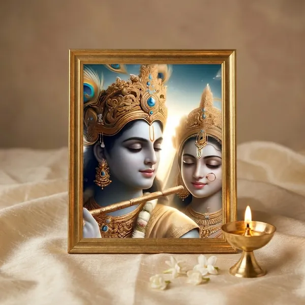 Radha_Krishna_Divine_Couple_Wall_Art_-_Traditional_Indian_Religious_Decor_With_Peacock_Feather_And_Golden_Embellishments