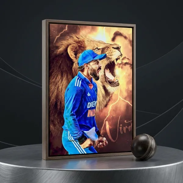 India_Cricket_Team_Inspired_Lion_Roar_Sports_Poster